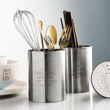 Load image into Gallery viewer, Stainless Steel Chopsticks Storage Tube Spoon Fork Storage Box Cutlery Drain Holder Household Kitchen Utensils Organizer Tool