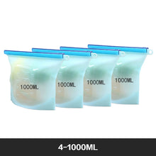 Load image into Gallery viewer, Reusable Food Storage Bags BPA Free 4-Pack Zip lock Silicone Food Bag Set Freezer &amp; Microwave Safe Washable Zip Lunch Baggies
