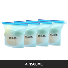 Load image into Gallery viewer, Reusable Food Storage Bags BPA Free 4-Pack Zip lock Silicone Food Bag Set Freezer &amp; Microwave Safe Washable Zip Lunch Baggies
