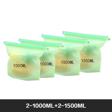 Load image into Gallery viewer, Reusable Food Storage Bags BPA Free 4-Pack Zip lock Silicone Food Bag Set Freezer &amp; Microwave Safe Washable Zip Lunch Baggies
