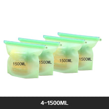 Load image into Gallery viewer, Reusable Food Storage Bags BPA Free 4-Pack Zip lock Silicone Food Bag Set Freezer &amp; Microwave Safe Washable Zip Lunch Baggies
