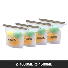 Load image into Gallery viewer, Reusable Food Storage Bags BPA Free 4-Pack Zip lock Silicone Food Bag Set Freezer &amp; Microwave Safe Washable Zip Lunch Baggies
