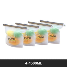 Load image into Gallery viewer, Reusable Food Storage Bags BPA Free 4-Pack Zip lock Silicone Food Bag Set Freezer &amp; Microwave Safe Washable Zip Lunch Baggies
