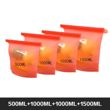 Load image into Gallery viewer, Reusable Food Storage Bags BPA Free 4-Pack Zip lock Silicone Food Bag Set Freezer &amp; Microwave Safe Washable Zip Lunch Baggies

