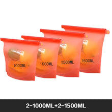 Load image into Gallery viewer, Reusable Food Storage Bags BPA Free 4-Pack Zip lock Silicone Food Bag Set Freezer &amp; Microwave Safe Washable Zip Lunch Baggies

