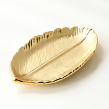 Load image into Gallery viewer, Decorative Gold Leaf Ceramic Plate Dish Porcelain Candy Trinket Dish Jewelry Fruit Serving Tray Storage Plate Crockery Tableware
