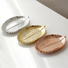 Load image into Gallery viewer, Decorative Gold Leaf Ceramic Plate Dish Porcelain Candy Trinket Dish Jewelry Fruit Serving Tray Storage Plate Crockery Tableware
